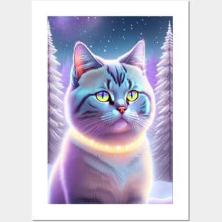 Glowy British Shorthair In WInter Setting Posters and Art